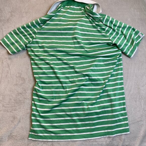 Ralph Lauren RLX Women's Polo Shirt Medium Short Sleeve Green White Striped Y2K - Picture 7 of 7